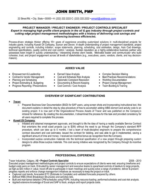 resume for project engineer