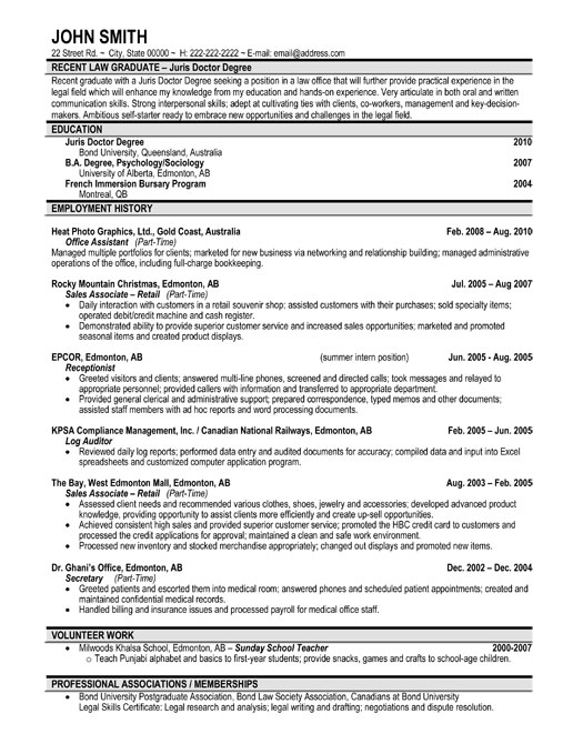 Recent Graduate Resume