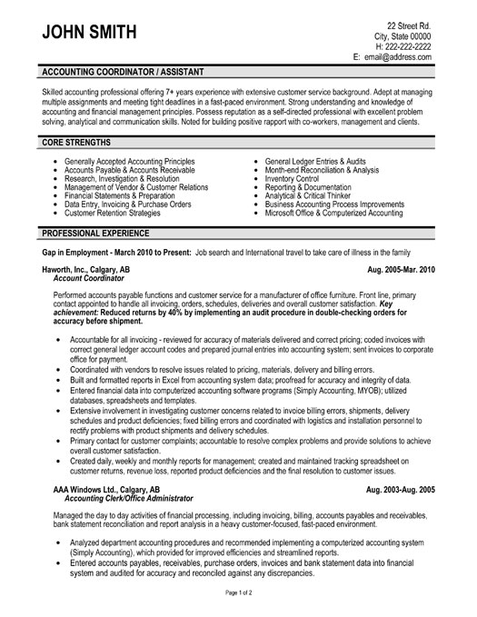 Accounting Coordinator Resume Template