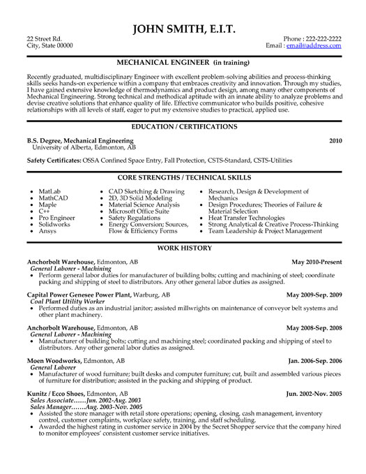 mechanical engineer resume template