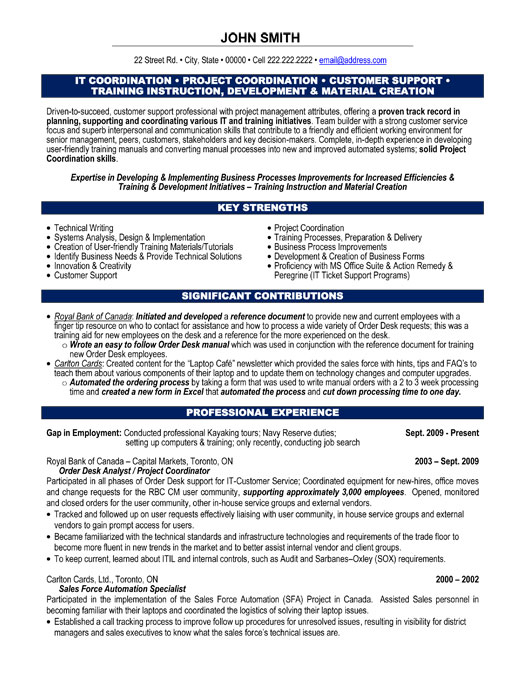 Sample functional resume project coordinator