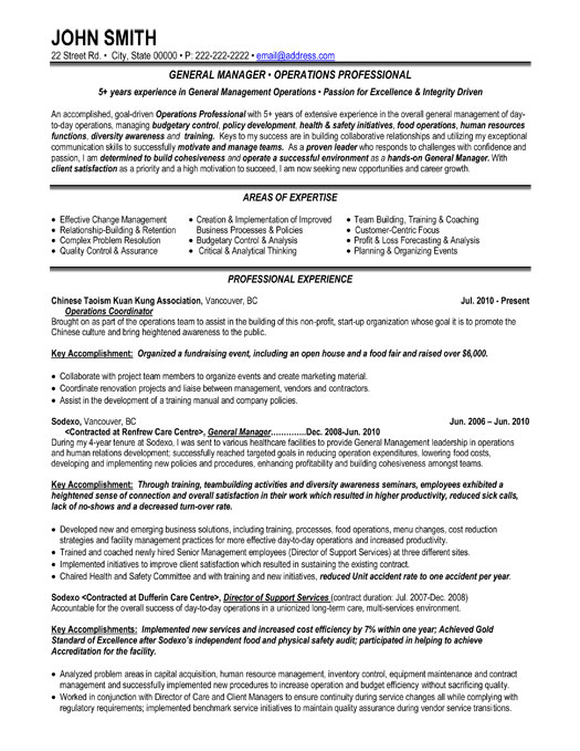 General Manager Resume Template