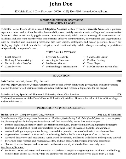 Litigation Lawyer Resume Template