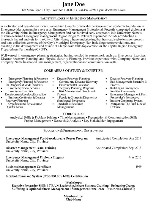 Sample resume for fema