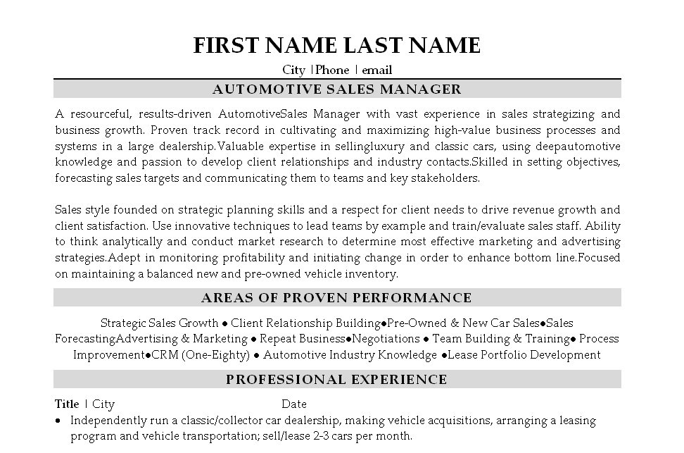 automotive sales resume sales sales lewesmr resume for car sales