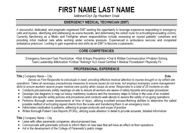 Resume Template Emergency Medical Technician Image Collections Certificate Design And Template Emergency Technician Resume Template