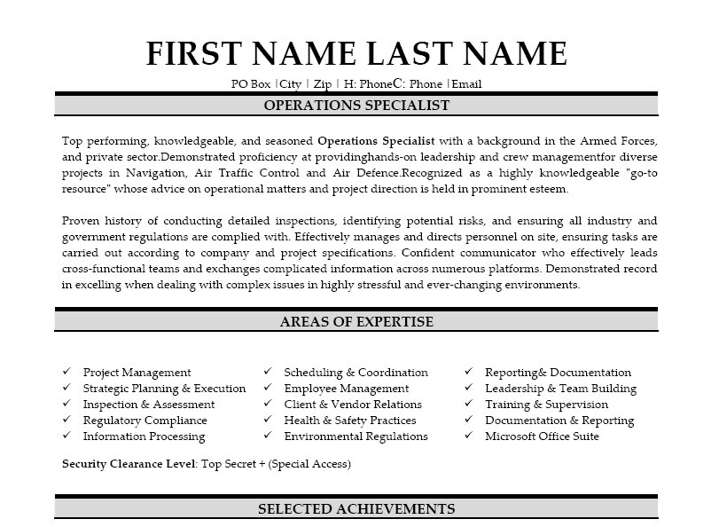 operation manager sample resume