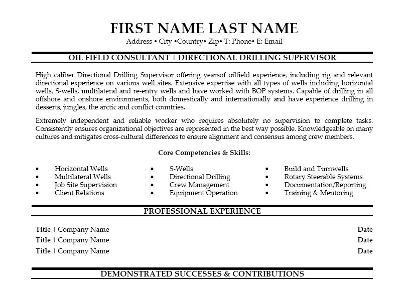 Oil field resume samples