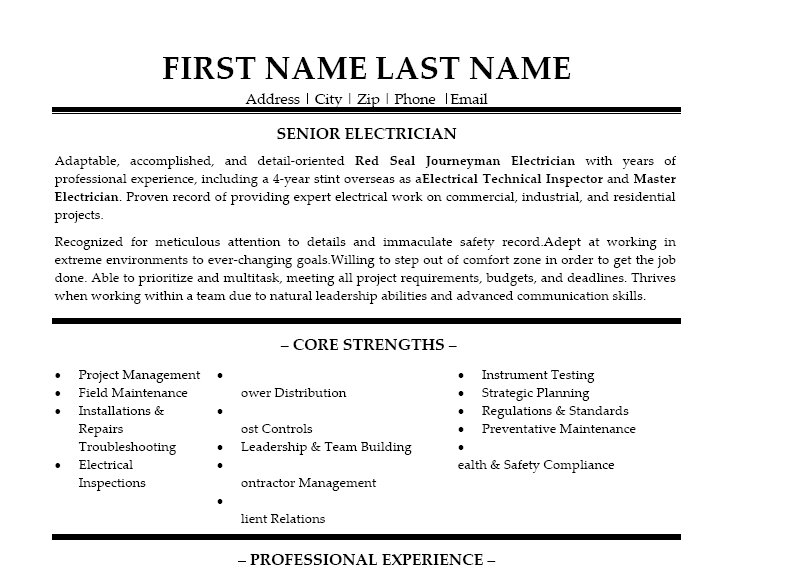 Resume electrician helper