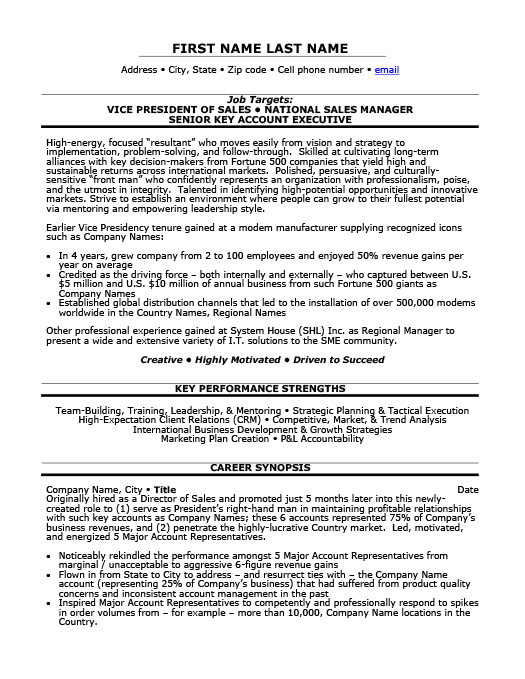 vice president of sales and marketing resume