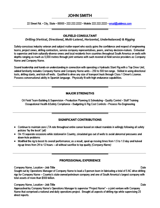 Oil And Gas Resume Templates Samples Examples Resume Templates 101