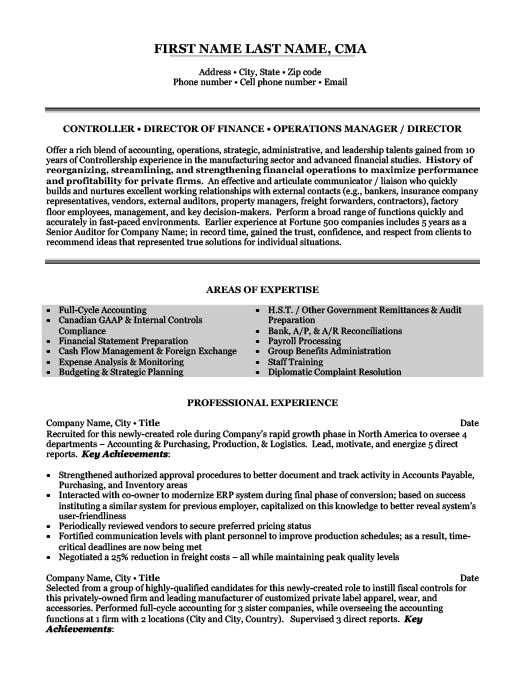Business controller resume