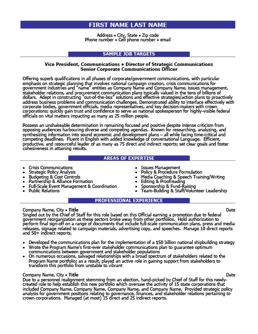 director of communications resume template