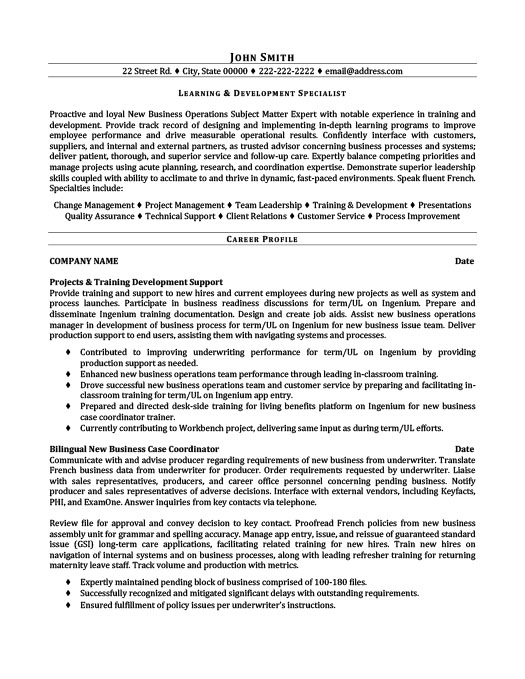 Specialist Resume Sample Insurance Resume Samples Sample