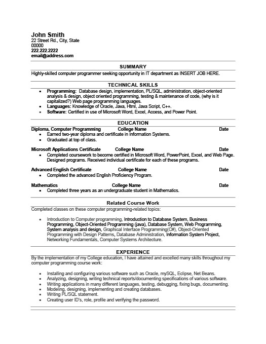 computer programmer resume template  premium resume