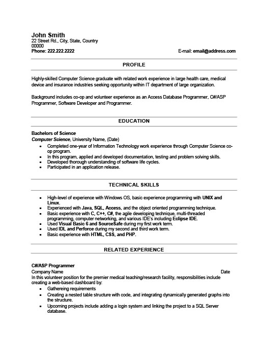 recent graduate resume template