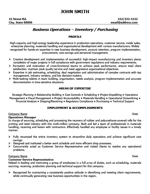 Sample financial services operations manager resume