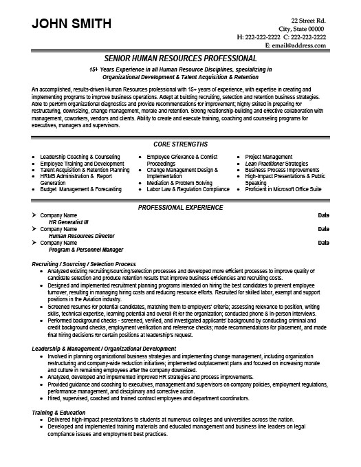 Senior Hr Professional Resume