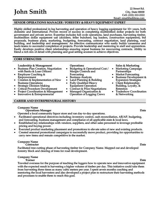 Resume operations manager manufacturing