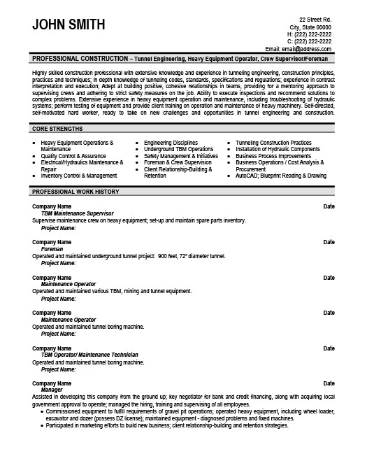 Maintenance supervisory resume