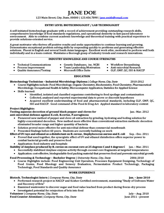 Resume help biotechnology
