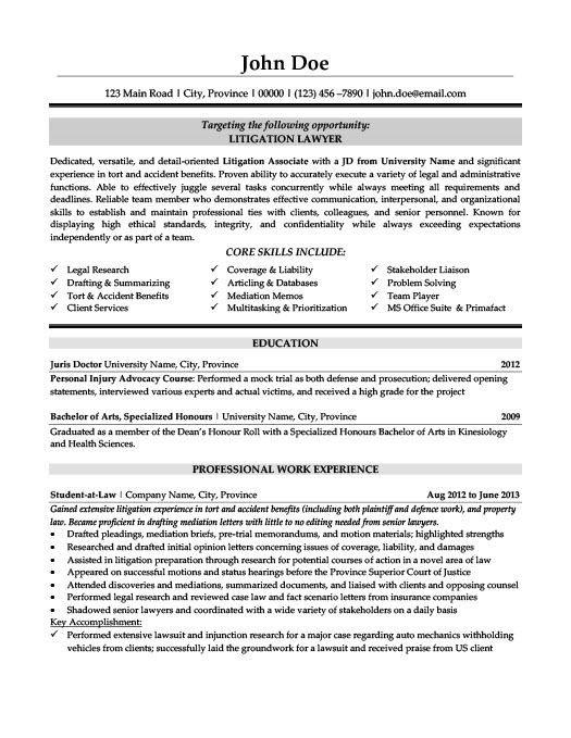 Litigator resume