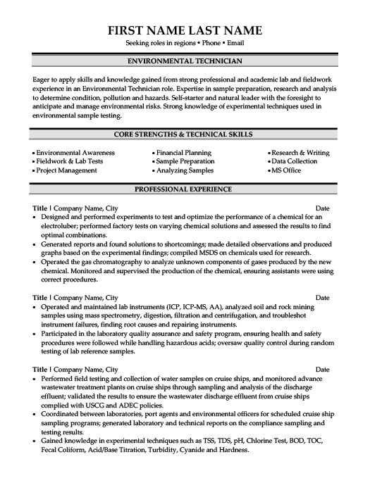 environmental technician resume template premium resume samples
