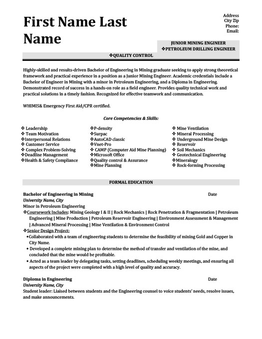 petroleum drilling engineer resume template