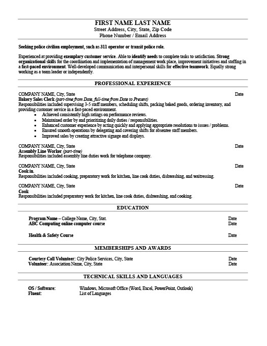 Sample resume format for sales clerk