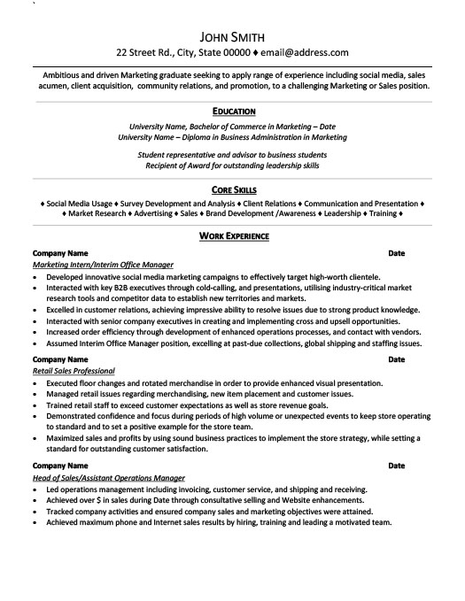 Intern resume templates