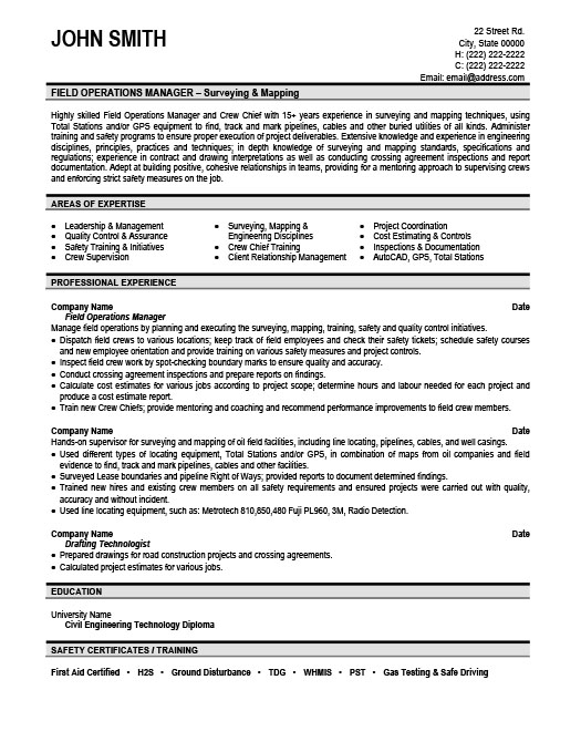 Field Operations Manager Resume Template Premium Resume Samples