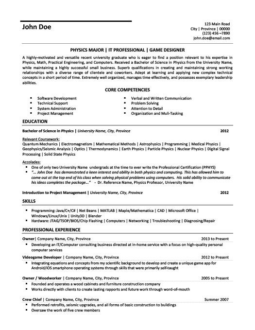 Game design resume templates