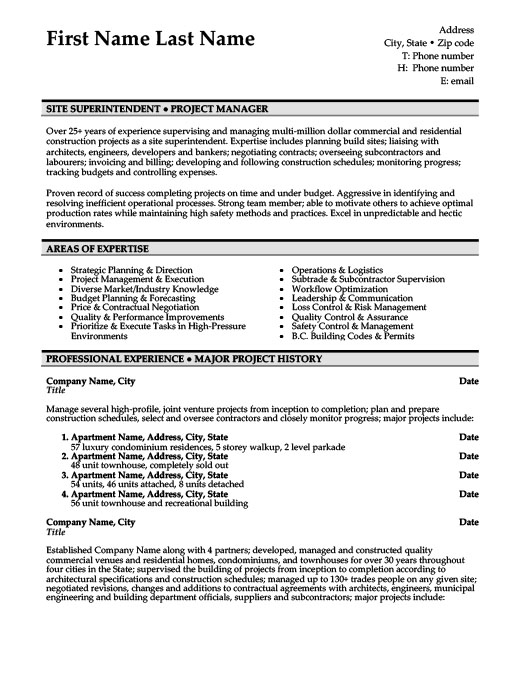 Resume Templates For Construction Superintendent Printable Word Searches