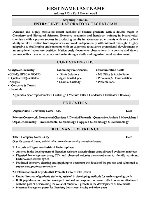 Biotechnology Resume Templates, Samples & Examples Resume Templates 101